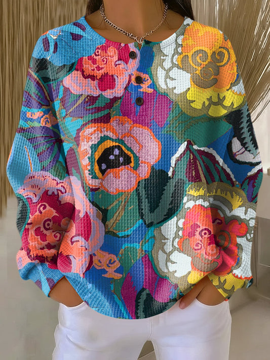 Ida™ - Pullover med stora färgglada blommor