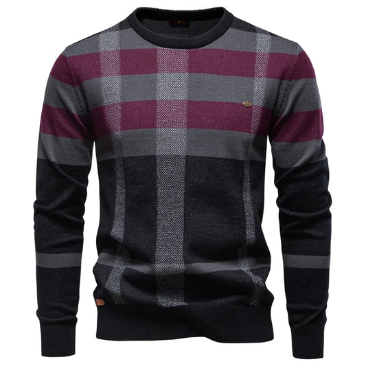 Rosenfeld | Stickad Herrpullover med Rutmönster